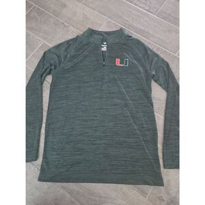 Men's Fanatics University of Miami Hurricanes Quarter Zip Long Sleeve Shirt Heat